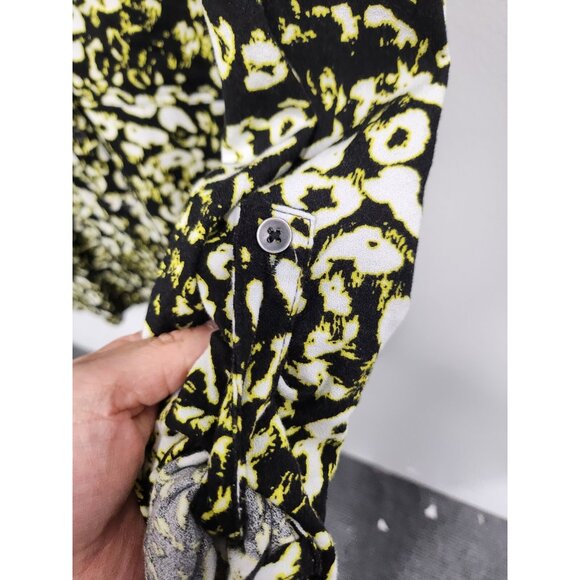 Rock & Republic Womens Animal Print Top XXL Green Tab Sleeve Button Up Casual - Picture 6 of 8